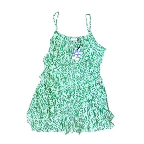 Diane Von Furstenberg x Target Green Zebra Print Tiered Mini Dress 2X NWT - Picture 2 of 8